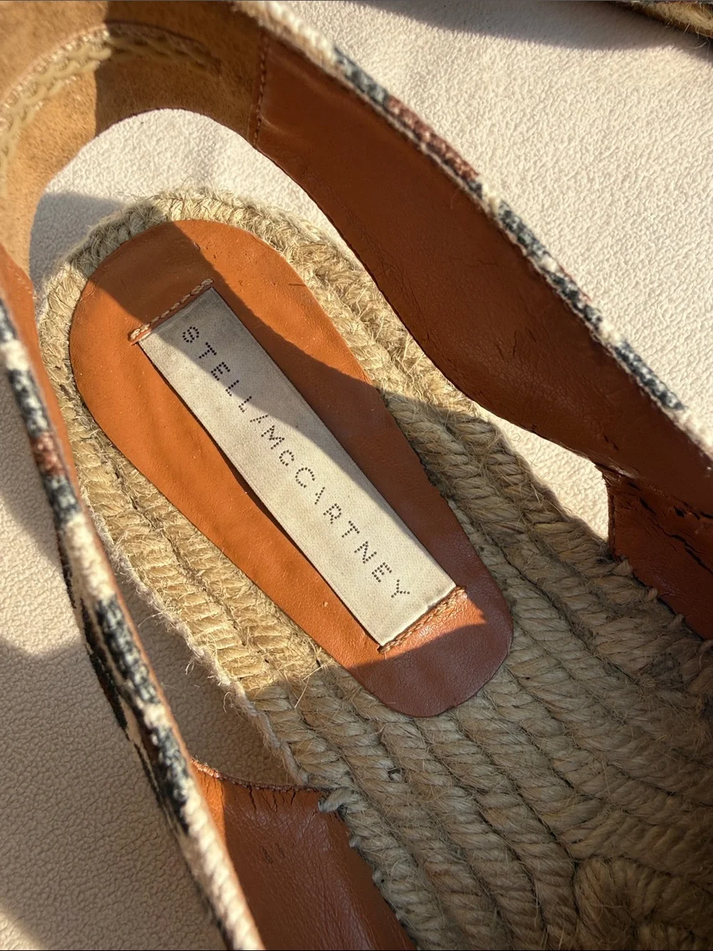 Stella McCartney Black and Cream Leopard Espadrille Slingbacks